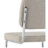 Moderne Eetkamerstoel Zandkleur Bouclé Stof Sway - Chrome Frame - Zonder Armleuningen