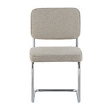 Moderne Eetkamerstoel Zandkleur Bouclé Stof Sway - Chrome Frame - Zonder Armleuningen