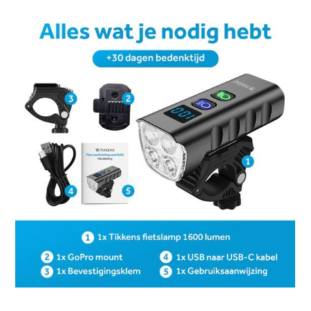 Tikkens LED Fietsverlichting 1600 Lumen